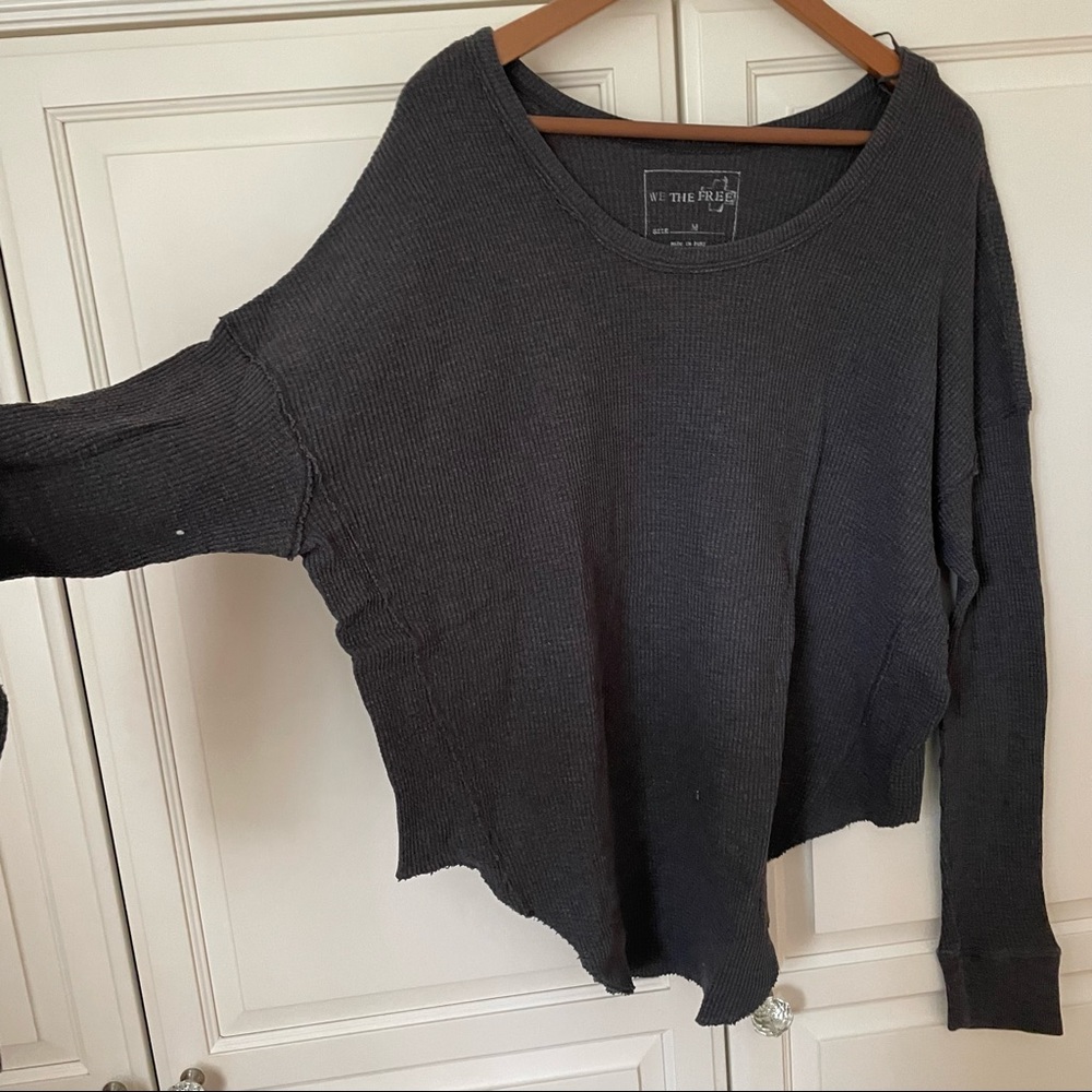 We the free by free people thermal long sleeve shirt in grey size M